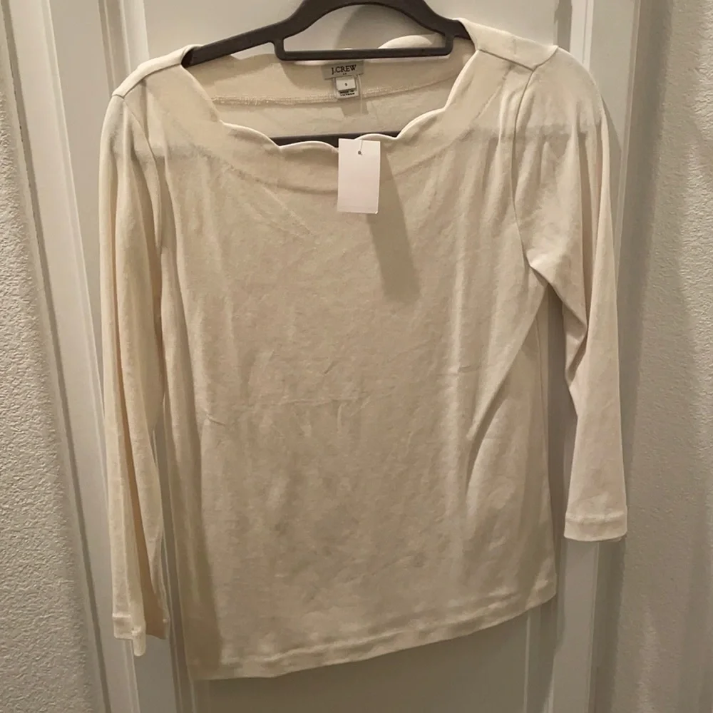 JCrew factory scalloped neck 3/4 sleeve shirt NWT size small - Picture 1 of 1